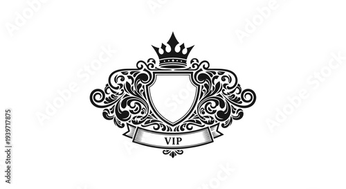 VIP Luxury Crest with Crown and Shield.