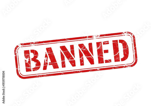 A red stamp with the word banned isolated on transparent background