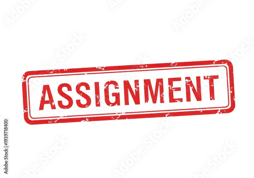 A red stamp with the word assignment isolated on transparent background