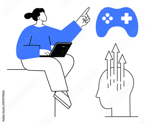 Gaming concept. Gaming explored as a tool for learning, technology adoption, and cognitive development. Gaming connects digital learning to problem-solving and innovation. For education, tech growth