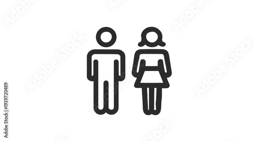 Male and female gender outline icons. Simple graphic representing man, woman, people, couple, and human relationship concept.