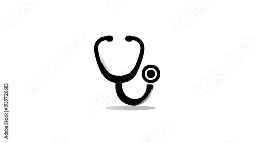 Black stethoscope icon symbol for medical, healthcare, doctor, diagnosis, hospital, and clinic concepts illustration