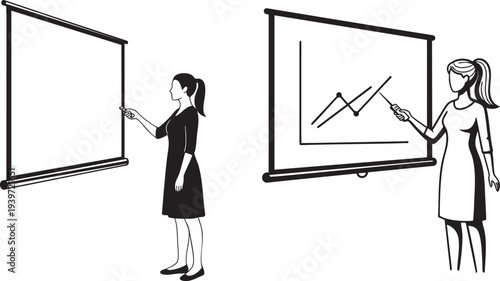 Set of 2 business presentation vector illustrations