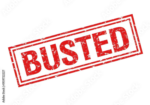 A red rubber stamp with the word busted isolated on transparent background