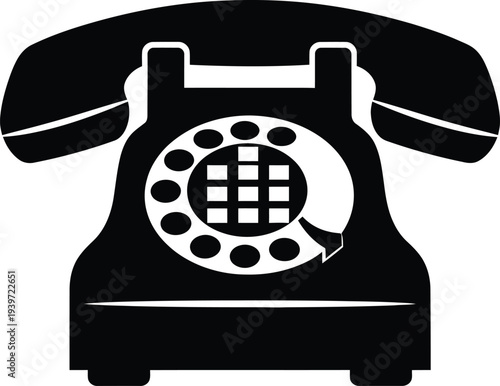 Vintage black rotary phone icon illustration