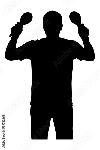 Musician silhouette playing percussion instruments with energetic rhythm illustration