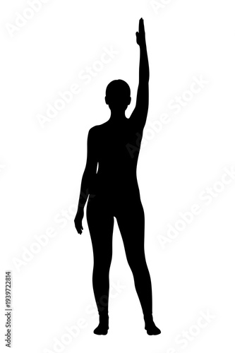 Silhouette graphic illustration of a woman raising her arm high up