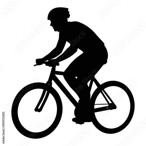 Black silhouette vector illustration of a cyclist riding a bicycle