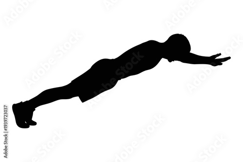 Vector illustration of a person performing an extended plank or dive.