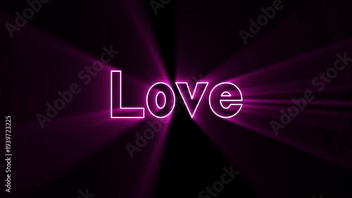 Love text line animation, neno sign effect, glowing neno sign