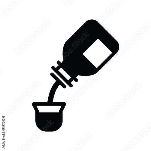 syrup bottle pouring into dosage cup solid icon vector design good for web or mobile app