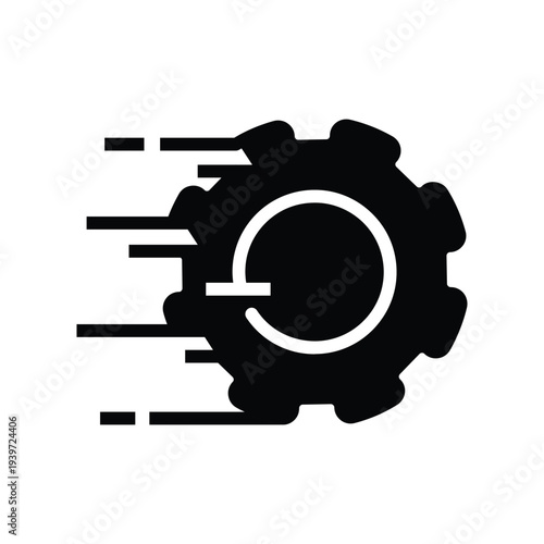 gear with motion line solid icon vector design good for web or mobile app