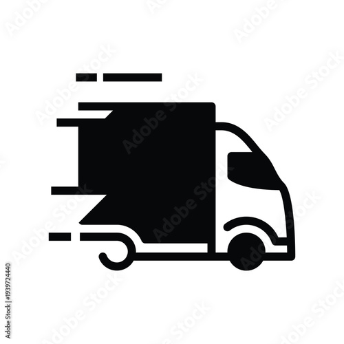 truck with motion line solid icon vector design good for web or mobile app