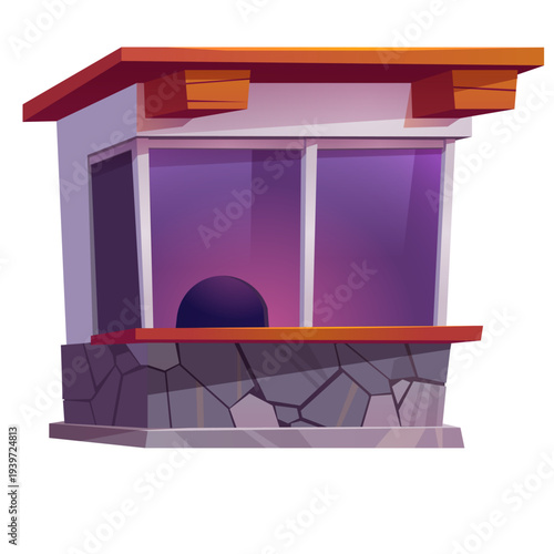 Flat 3D Design Security Lodge Vector Illustration