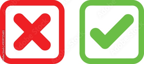 Visual representation of correct and incorrect actions using check and cross symbols Vector