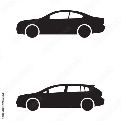 Sleek coupe and estate car silhouettes representing different passenger vehicle body configurations