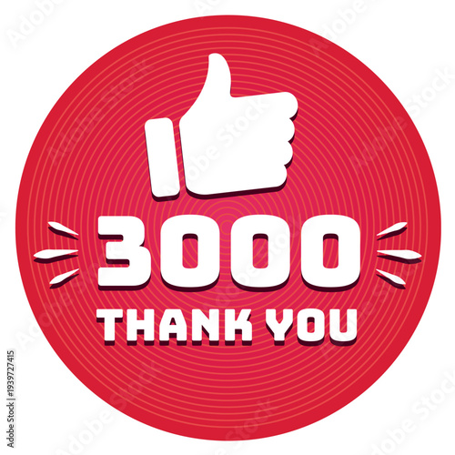 Celebrating 3000 likes in a personalized red circle