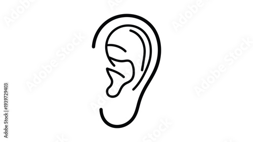 Simple black and white line drawing of a human ear