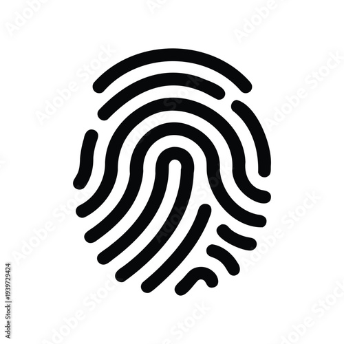 Fingerprint icon vector illustration, biometric identity symbol design, simple vector illustration on black and white background 
