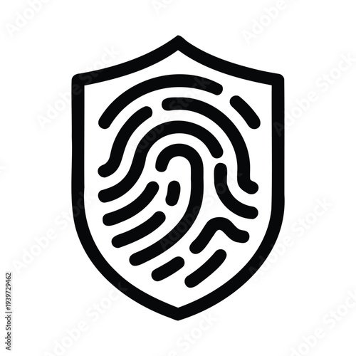 Fingerprint icon vector illustration, biometric identity symbol design, simple vector illustration on black and white background 
