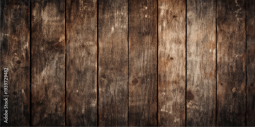 Weathered brown hardwood planks form a grunge natural timber texture, creating a rough old wood background pattern perfect for a rustic floor or panel wall design