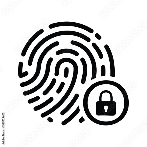 Fingerprint icon vector illustration, biometric identity symbol design, simple vector illustration on black and white background 
