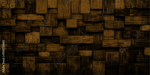 A natural brown wooden texture pattern features an old timber wall surface with a rustic plank design, creating a textured material backdrop suitable for a construction board or floor