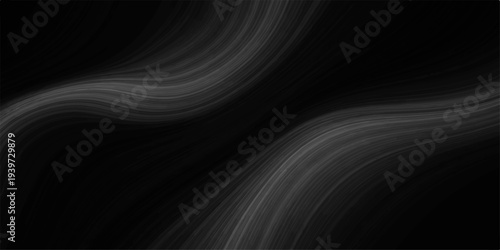 A futuristic black and white abstract wallpaper featuring flowing digital waves and fractal curves that create a sense of motion and energy across a dark 3D textured space