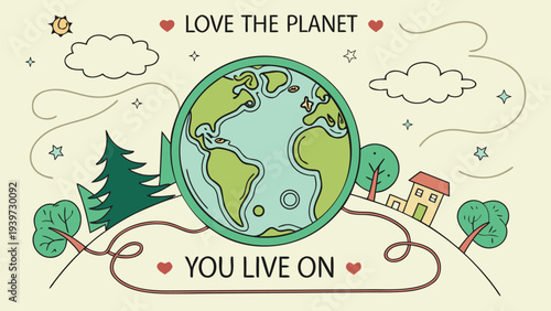 Love The Planet You Live On Vector Illustration
