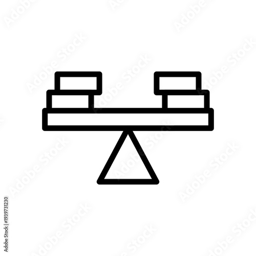 Traditional balance scale of justice or measurement vector icon illustration, isolated on white background, minimalist line art graphic for web design and mobile application user interface development