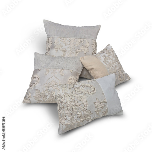 set of decorative pillows on a white background