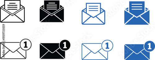 Email icons with varying colors and notification indicators