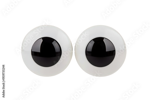 Pair of googly eyes looking straight, crafting supplies for children's creative projects, transparent background