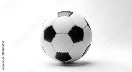 Soccer ball centered on white surface viewed from front