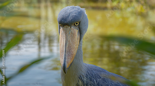 Close-up of a bird with a long curved beak near water