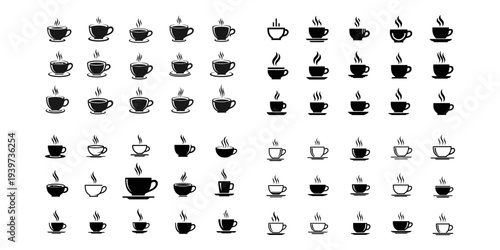 Coffee shop logo bundle featuring creative cup and bean symbols in vector format