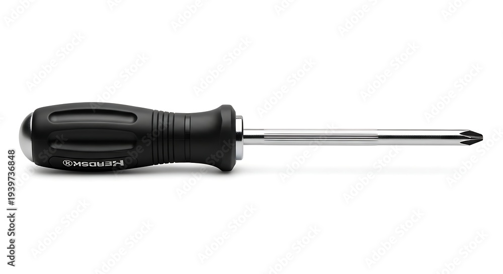 Fototapeta premium Screwdriver lying on white surface viewed from side