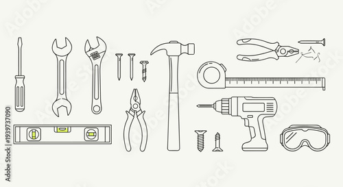 Collection of hand and power tools for home improvement and DIY projects