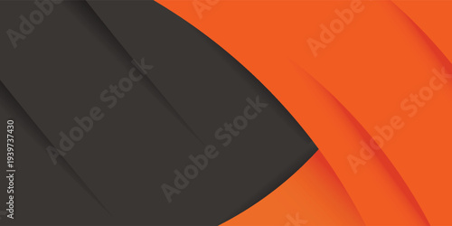 Abstract orange overlap square theme background. Orange square papercut pattern on dark gray color background.
