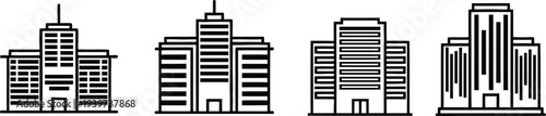 City skyline with four modern buildings