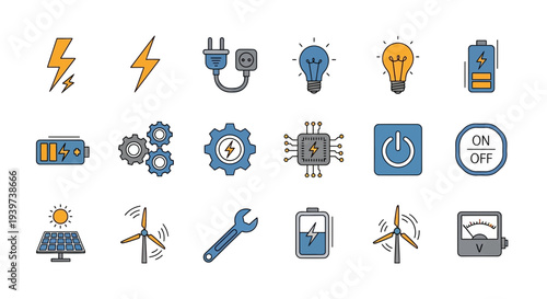 Collection of Various Modern Icons Representing Technology.