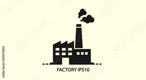 Simple Factory Silhouette with Smoke Emitting.