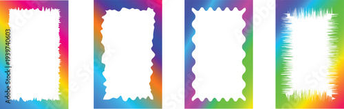 Gradient Glow Frame Set with Blurred Borders. Abstract Colorful Shapes for Kids Party Graphics, Festive Posters and Playful Creative Backgrounds. Symbolizing Fun, Joy, Youthful Energy