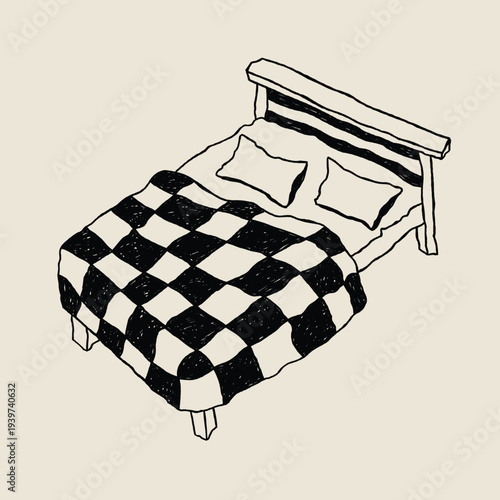 hand drawn mattress doodle illustration