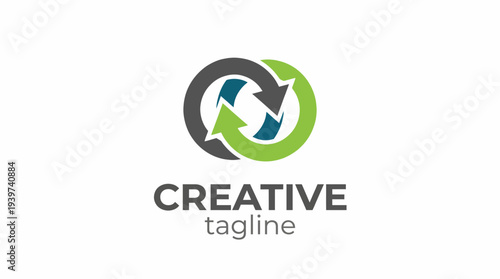 An impactful logo design featuring two arrows in a circular motion, symbolizing creativity, sustainability, and innovation, ideal for branding or corporate identity.