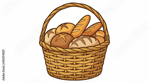 A beautifully arranged basket filled with various types of fresh bread, showcasing the warmth of homemade baking and the comfort of traditional food presentation.