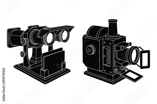 Stereoscope and Slide Projector Vector Icons