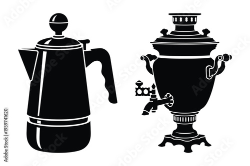 Geyser Coffee Maker and Traditional Samovar