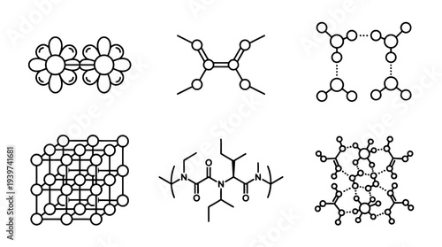 molecule connection , realistic line art vector set , white background , PNG and SVG isolate