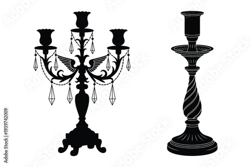 Ornate Candelabra and Twisted Candlestick Icons